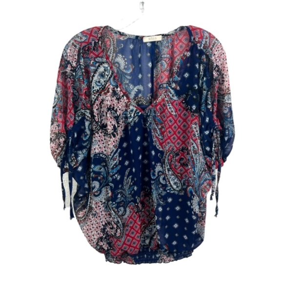 HALO Womens Bandana Paisley Print Red White Blue Top with Under Cami Set - Picture 1 of 7